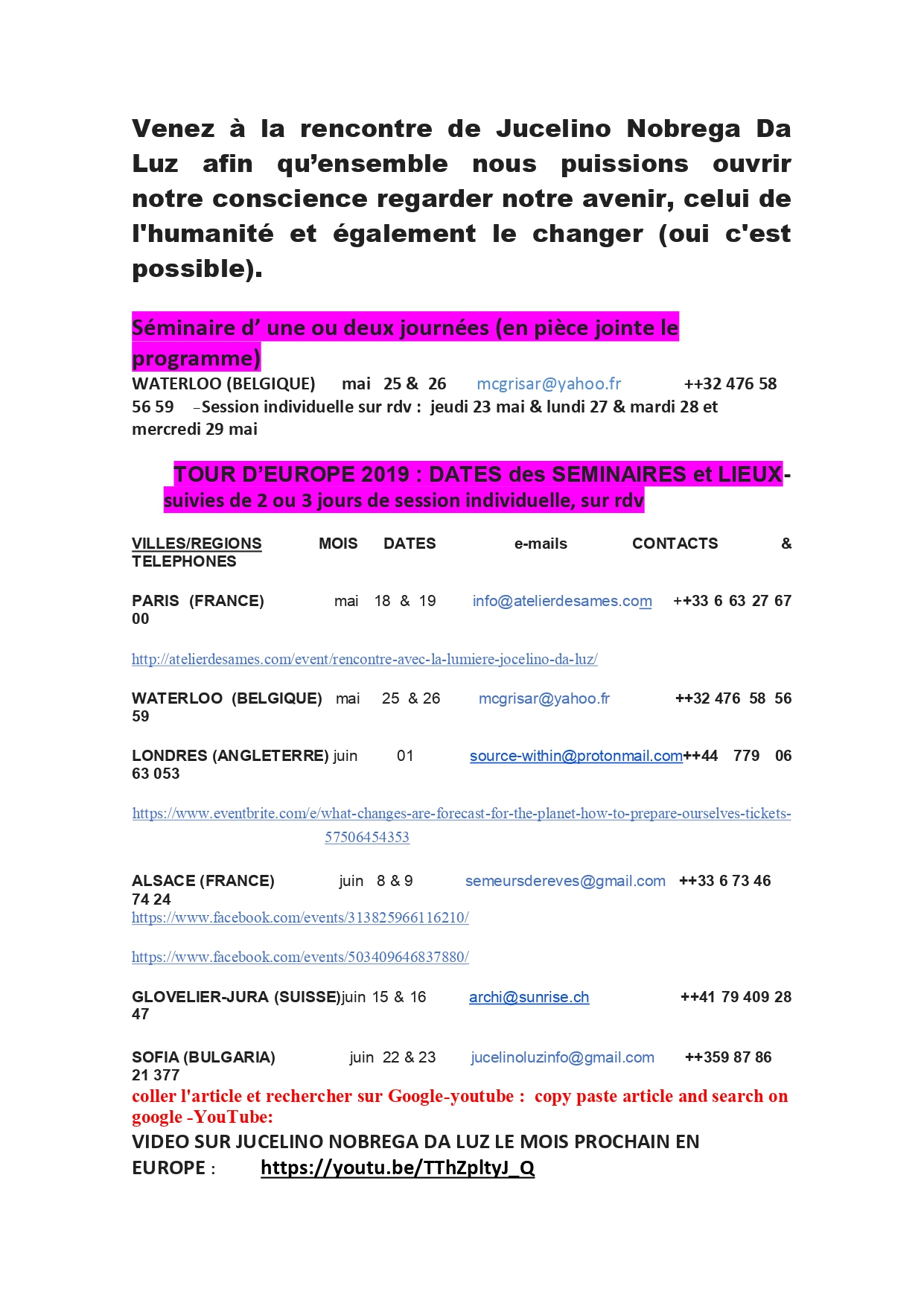 Venez à la rencontre de Jucelino Nobrega Da Luz afin qu page 0001